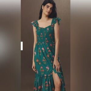 NWT Anthropologie The Peregrine Square-Neck Midi Dress